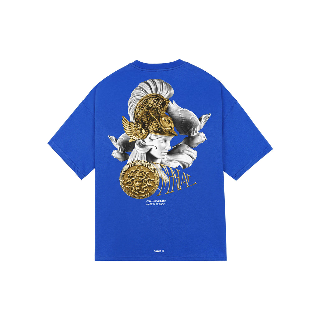 Gold Medusa Oversized T-Shirt Blue