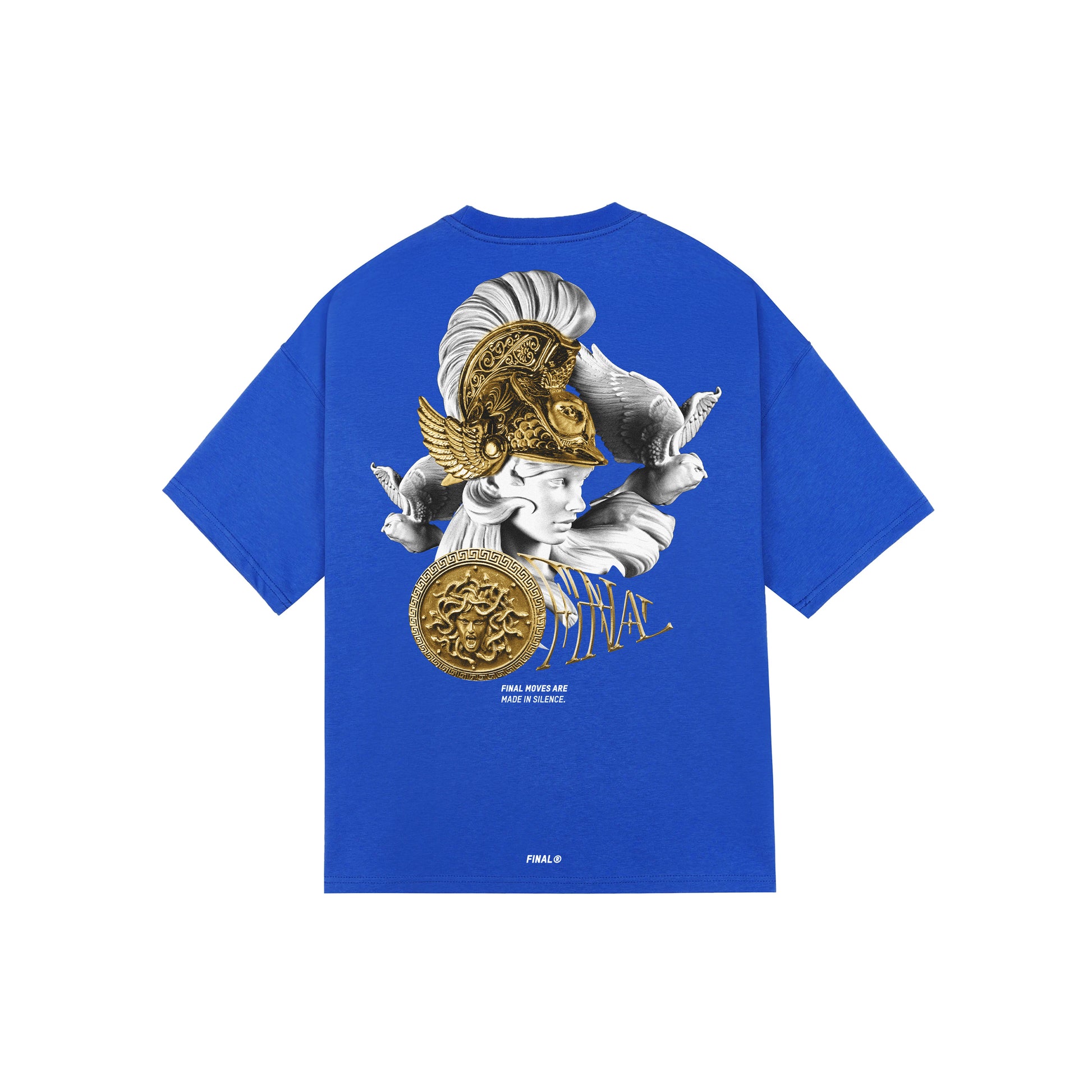 Gold Medusa Oversized T-Shirt Blue